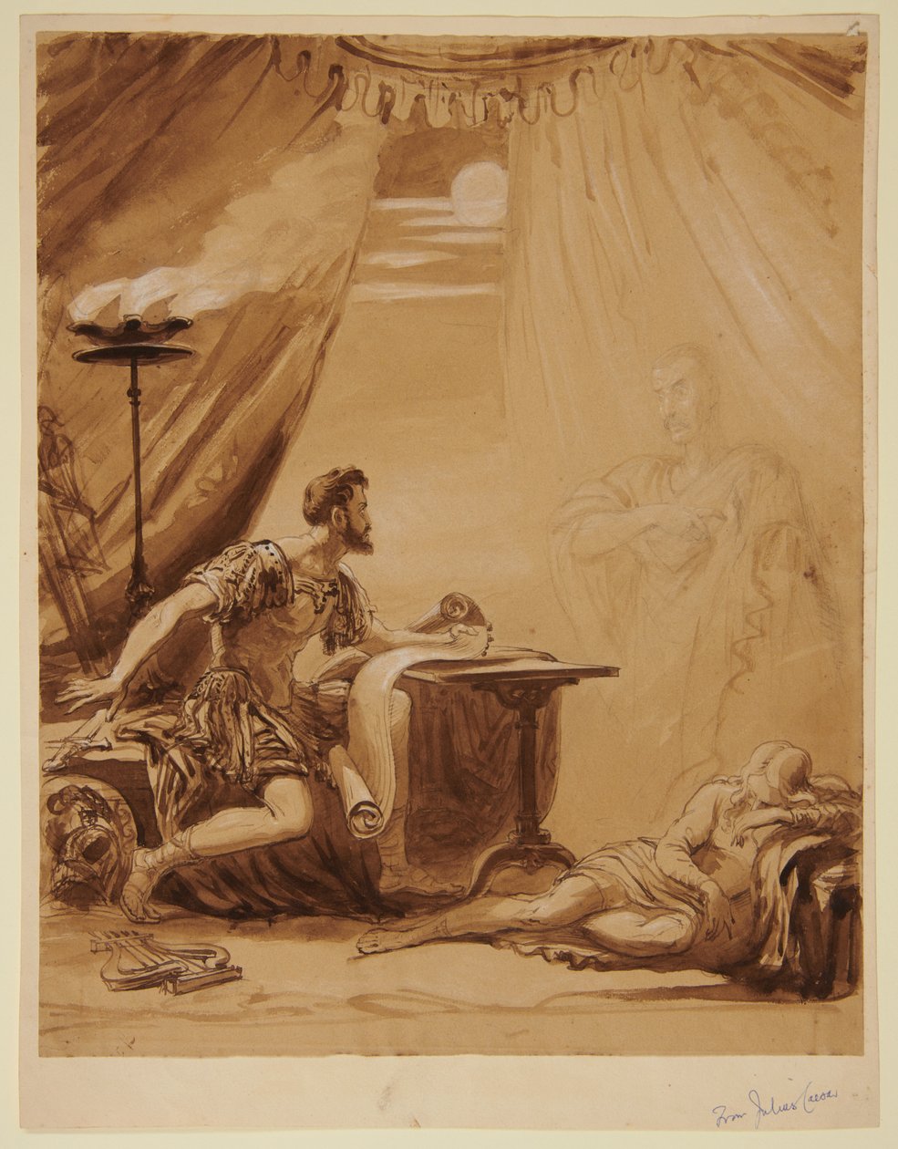 Scéna ze Shakespearova "Julia Caesara": Caesarův duch se zjevuje Brutovi od George Hayter