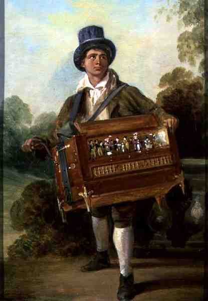 Hurdy Gurdy Player (olej na panelu) od George Hayter