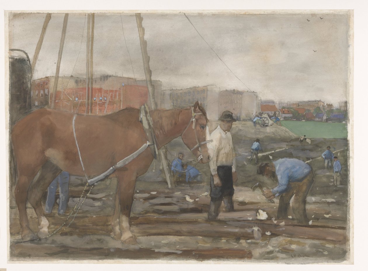 Staveniště Oud-West v Amsterdamu od George Hendrik Breitner