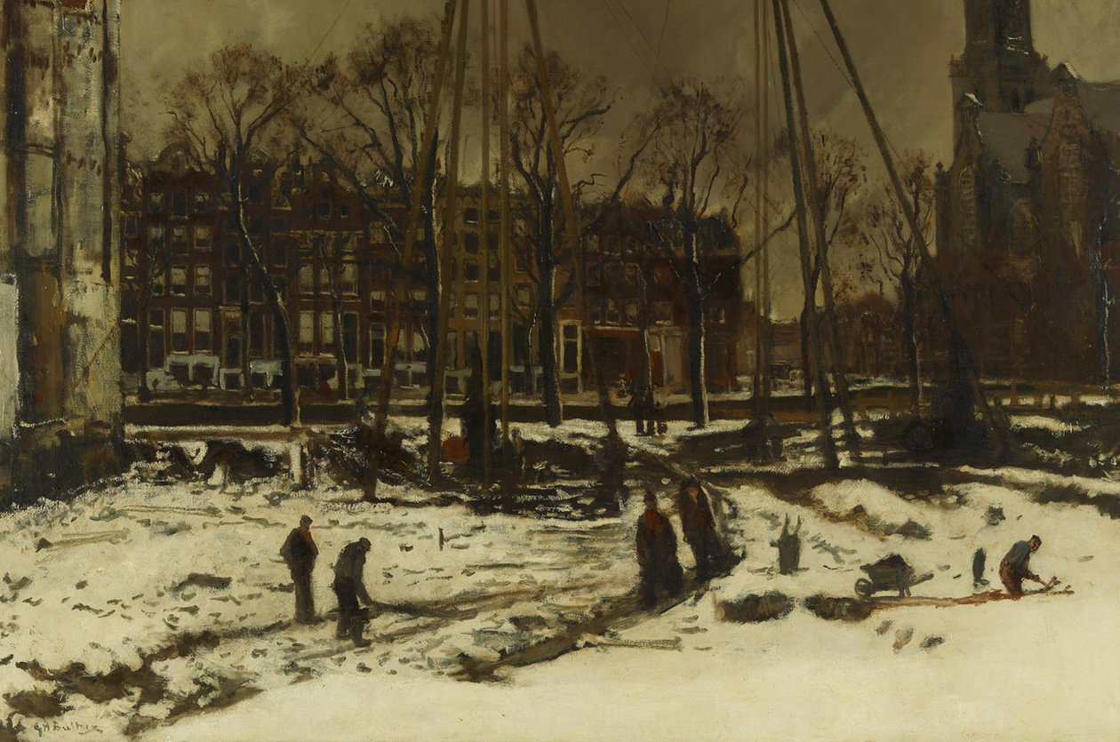 Průjezd ulicí Raadhuisstraat v zimě od George Hendrik Breitner