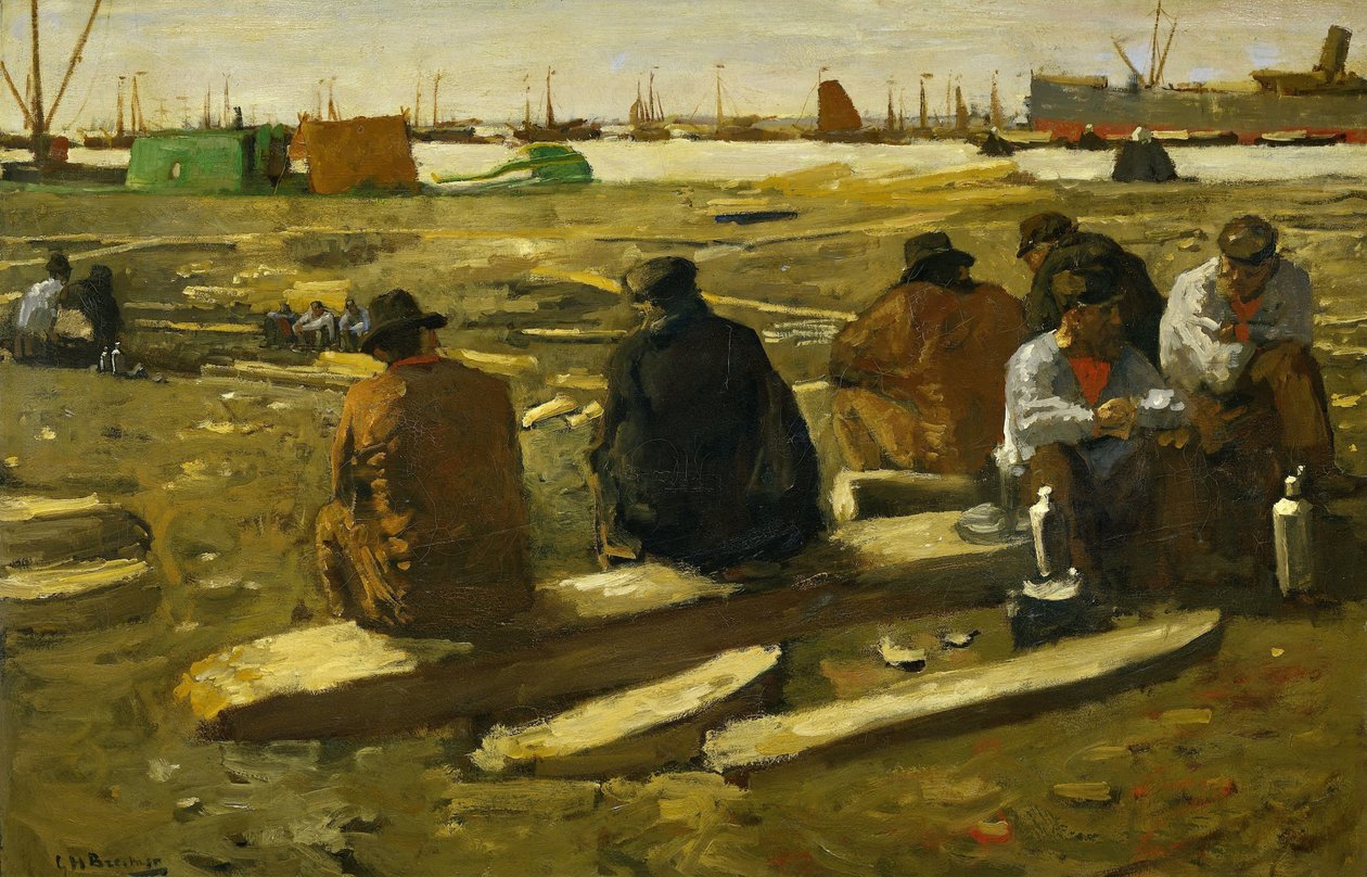 Oběd na staveništi na Van Diemenstraat v Amsterdamu Polední přestávka na staveništi na Van Diemenstraat, Amsterdam od George Hendrik Breitner