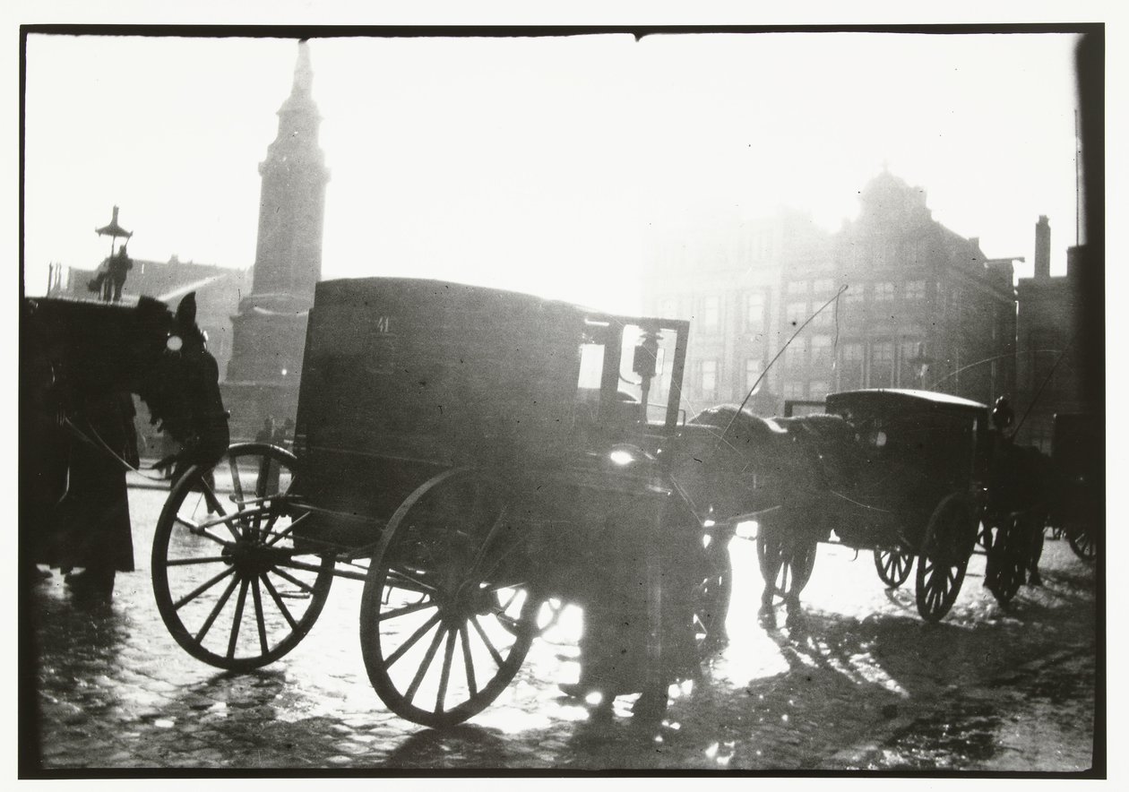 Kočáry na náměstí Dam v Amsterdamu od George Hendrik Breitner