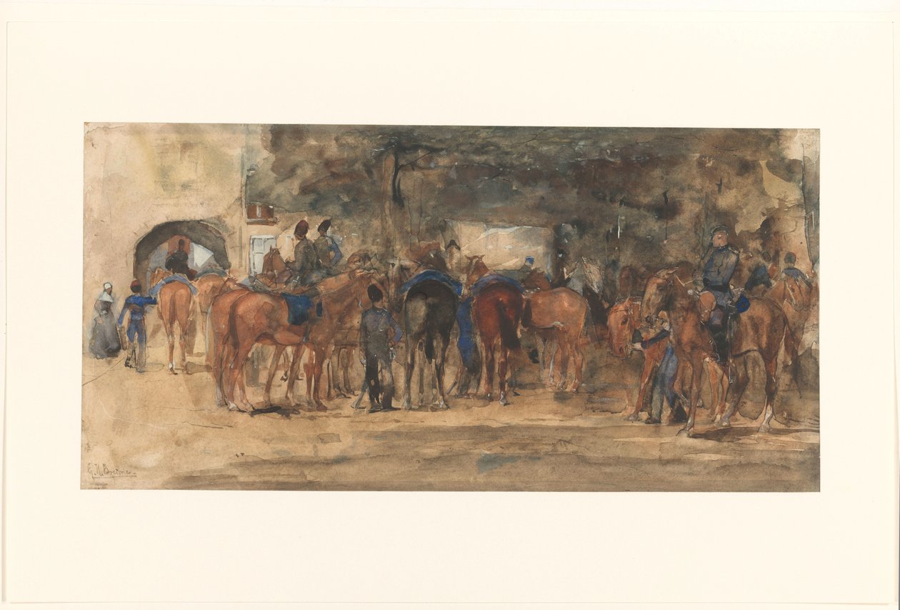 Kavalérie odpočívá na náměstí od George Hendrik Breitner