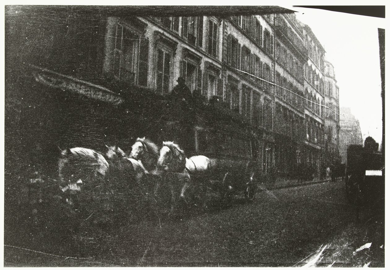 Pohled na ulici s koňmi a kočárem v Paříži od George Hendrik Breitner