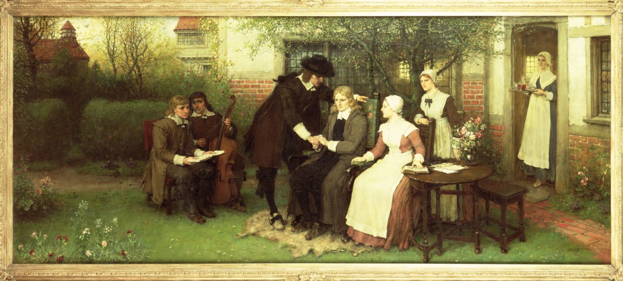 Andrew Marvell (1621-78) na návštěvě svého přítele Johna Miltona (1608-74) od George Henry Boughton
