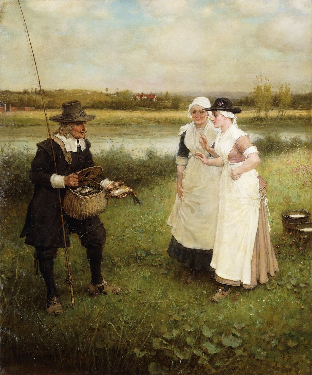 Isaac Walton a dojičky, 1888 od George Henry Boughton