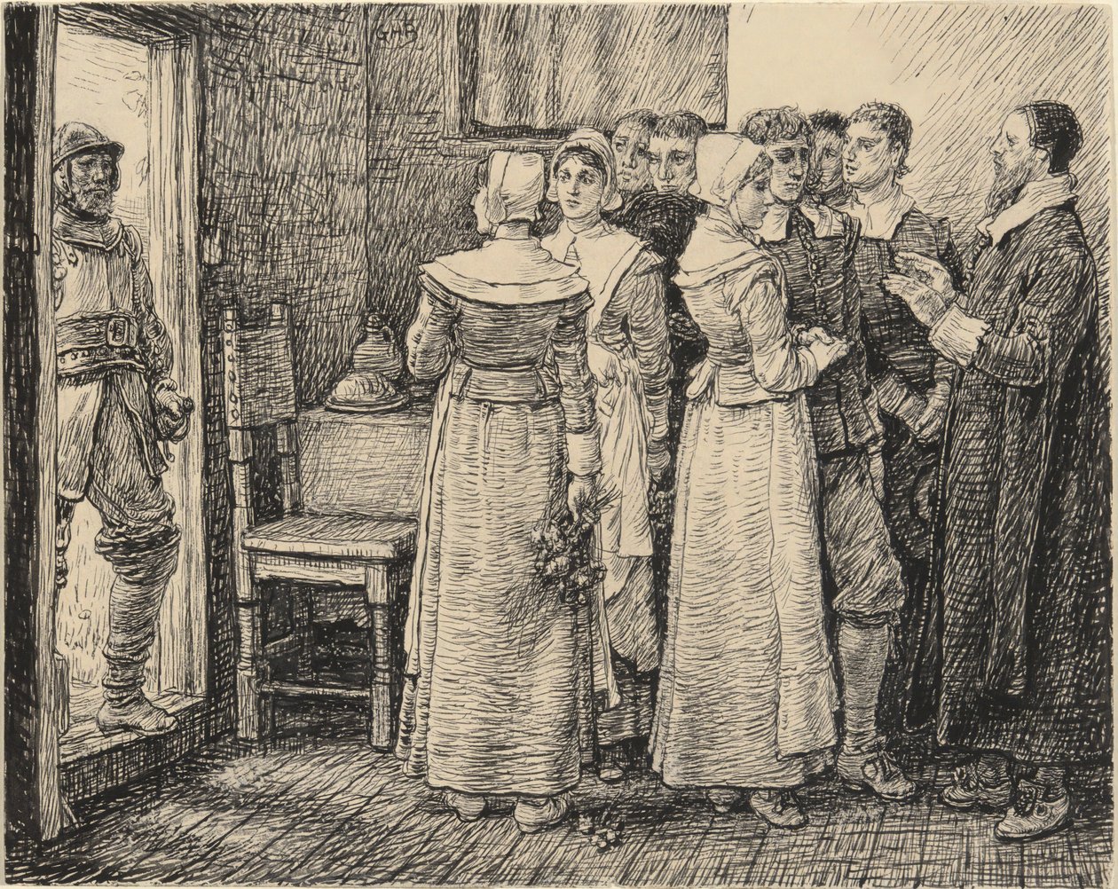 Puritánská svatba přerušena od George Henry Boughton