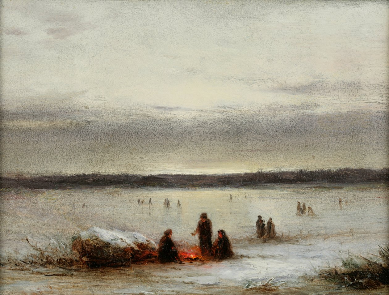 Zimní scéna (olej na kartonu) od George Henry Boughton