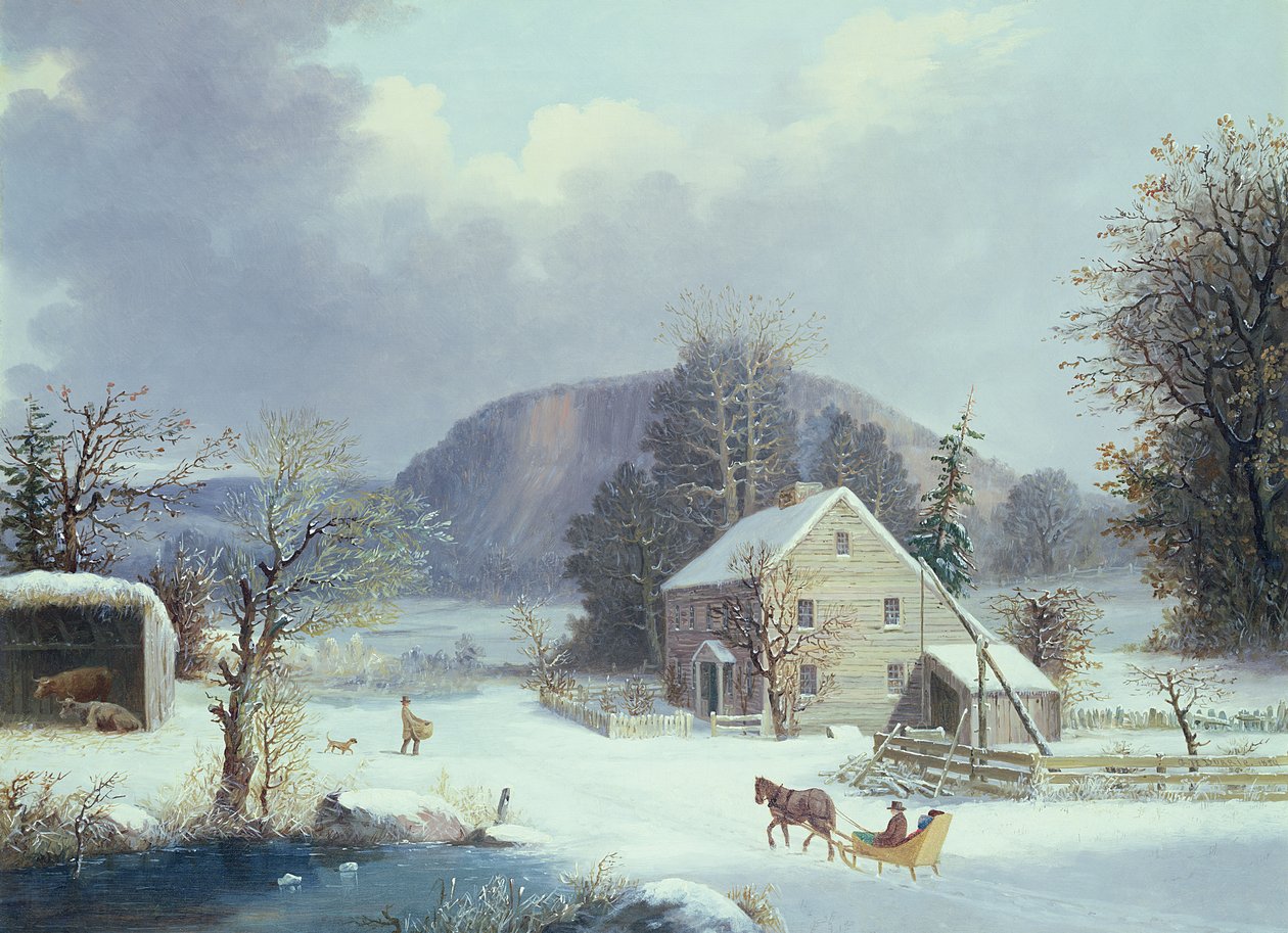 New England Farm by a Winter Road, 1854 od George Henry Durrie