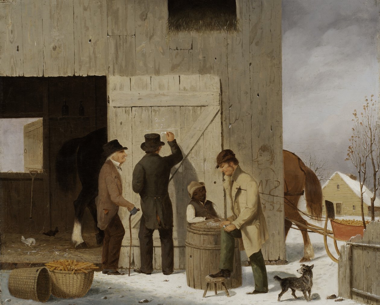 Prodej kukuřice, vyrovnání účtu, 1852 (olej na dřevě) od George Henry Durrie