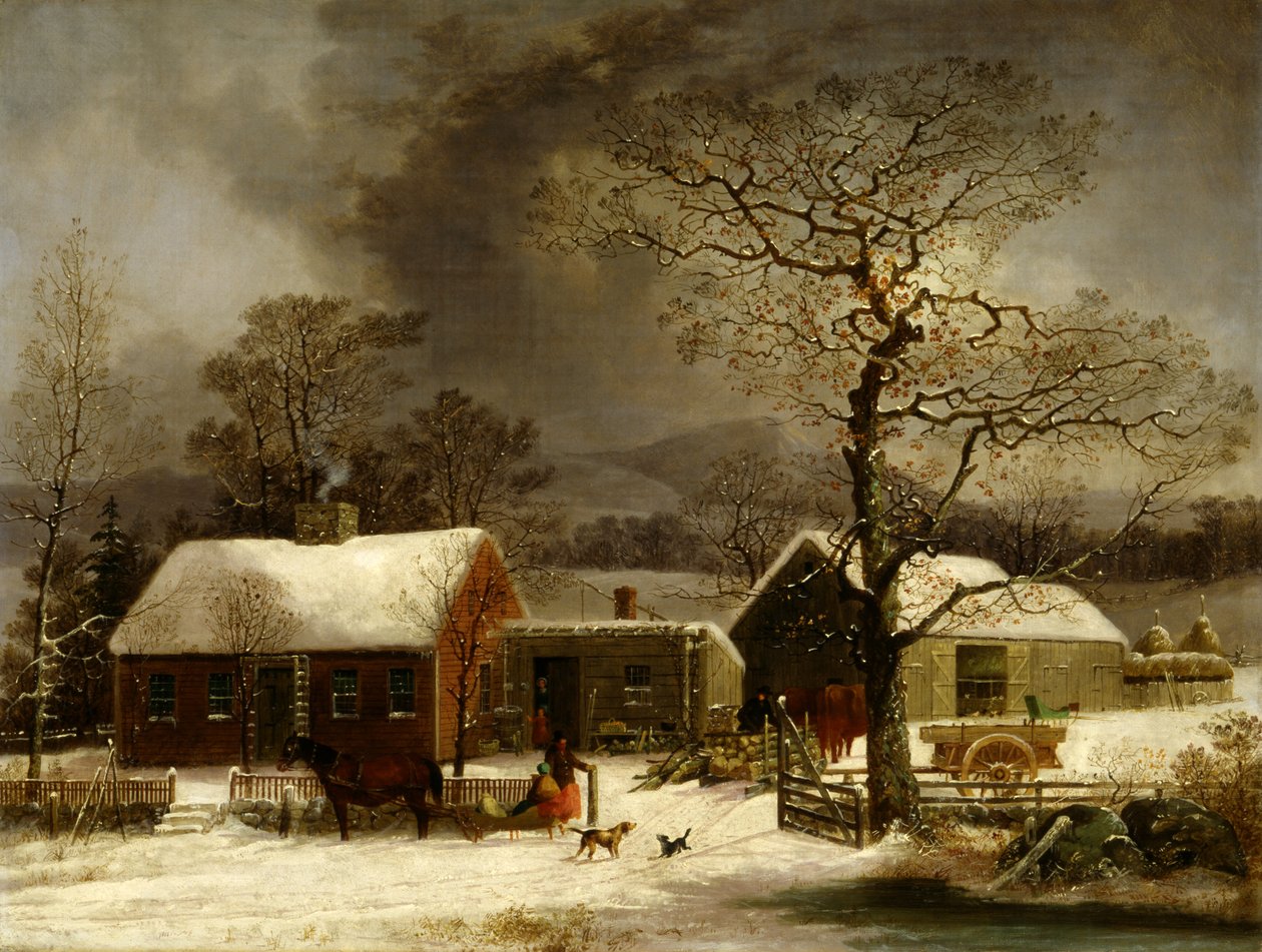 Zimní scéna v New Haven, Connecticut, ca. 1858. od George Henry Durrie