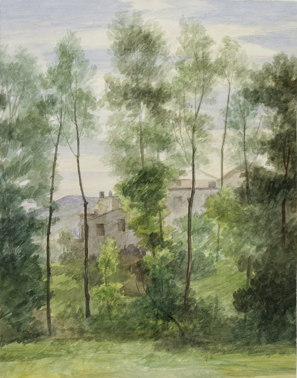 Krajina s budovami (wc na papíře) od George Henry Hall