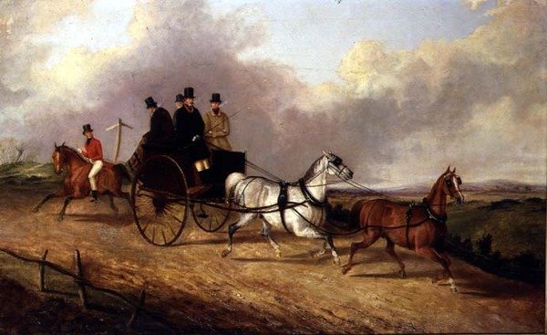 Pánové v kočáře taženém koňmi od George Henry Laporte