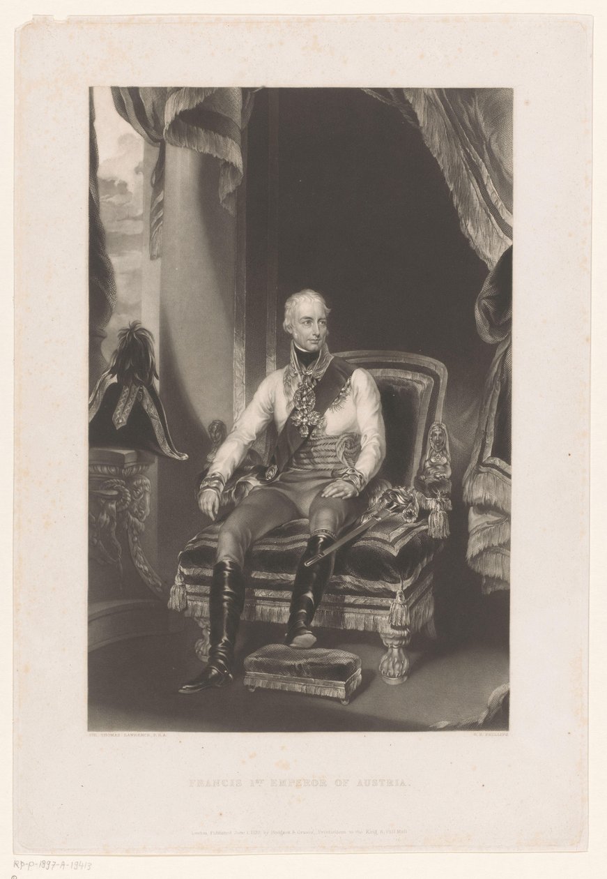 Portrét Františka II Josefa Karla, římsko-německého císaře František 1. rakouský císař (titul na předmětu) od George Henry Phillips