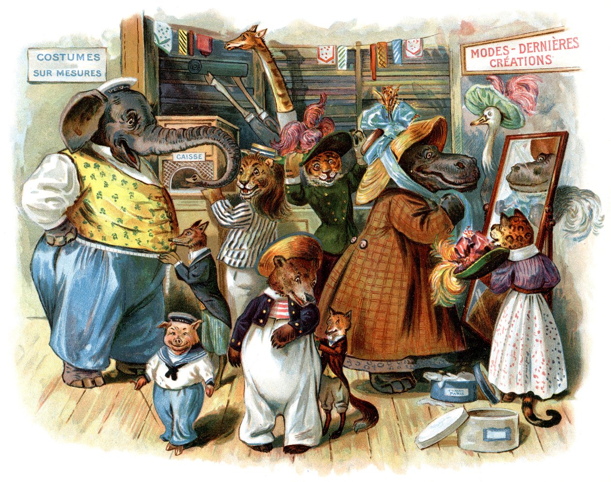 Ilustrace pro "Požitkový vlak! Pánové zvířata v autě" od George Henry Thompson