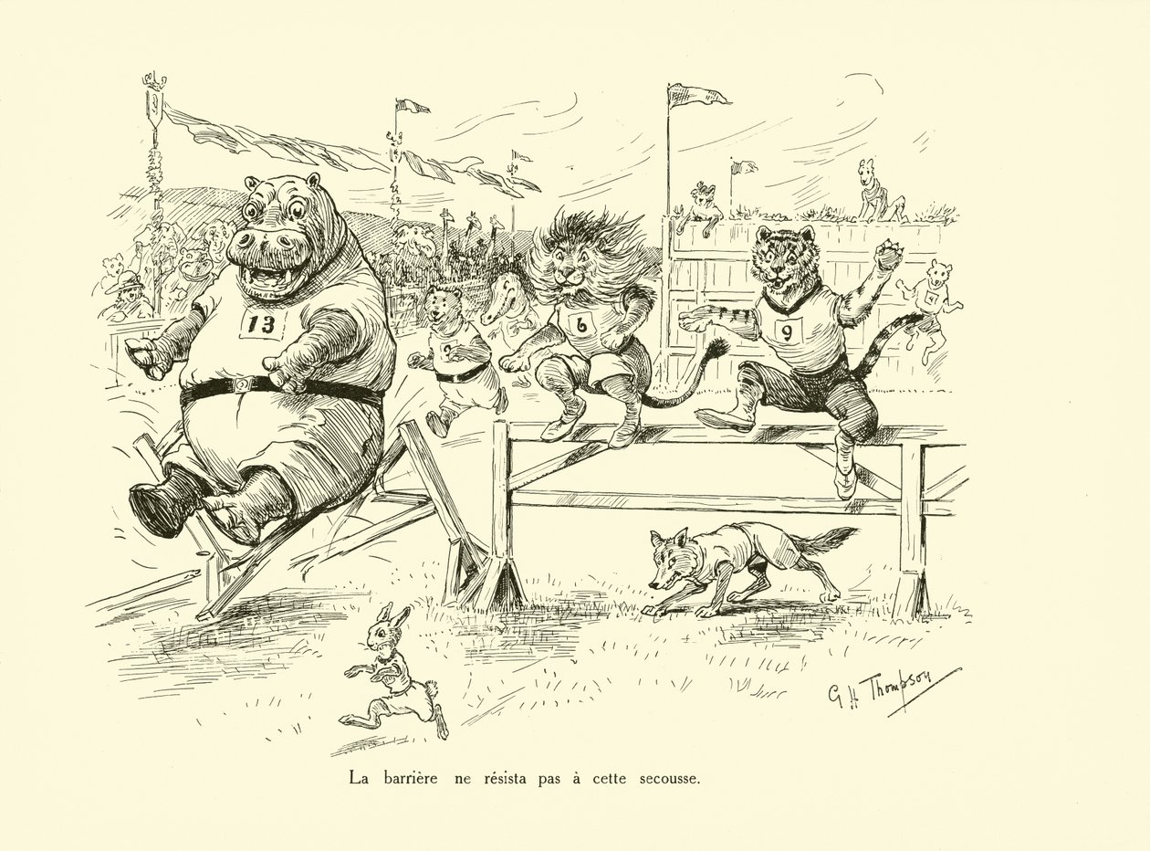 Bariéra nevydržela náraz (litografie) od George Henry Thompson