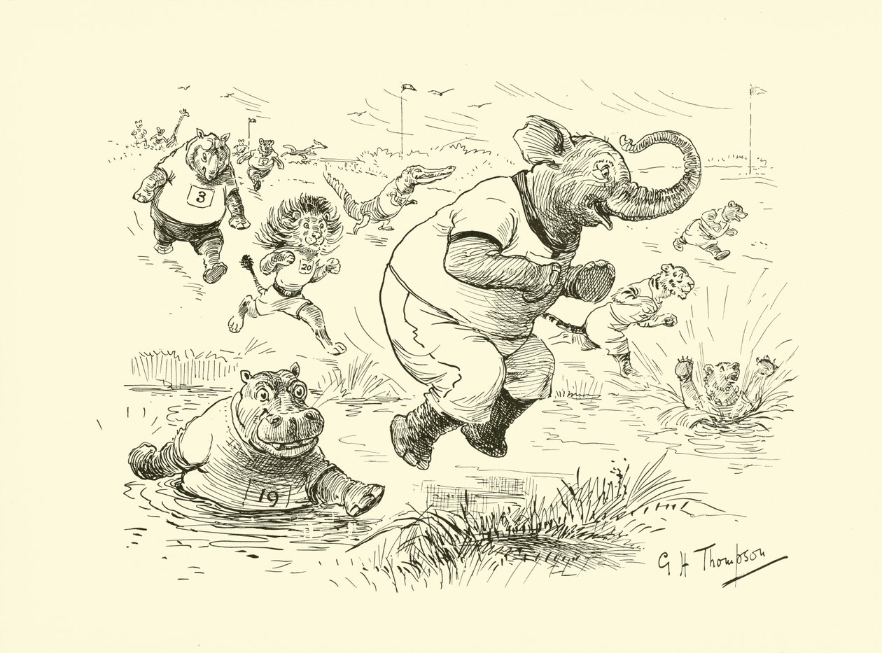 Zvířata na olympijských hrách (litografie) od George Henry Thompson