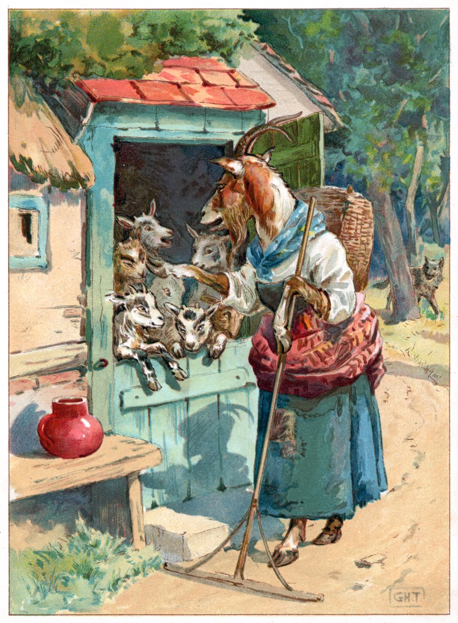 Matka koza a její malé děti, ilustrace z 