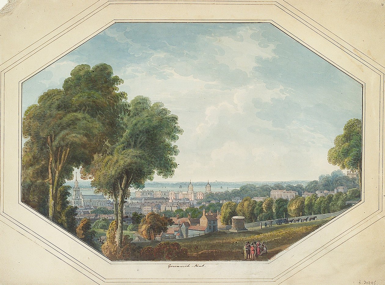 Greenwich z hrotu, asi 1820 (akvarel) od George Heriot
