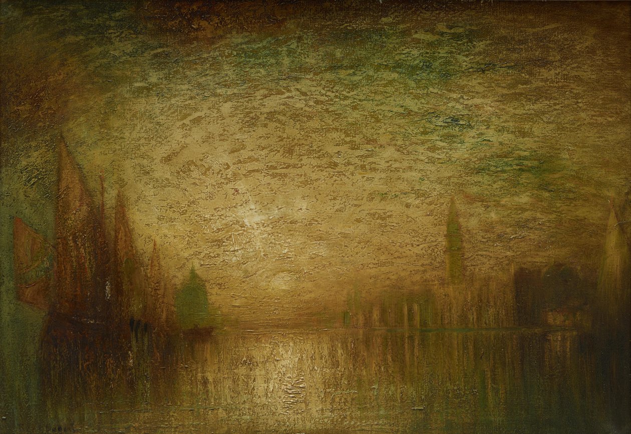 Benátský západ slunce, cca 1900-19 (olej na plátně) od George Hirst Bogert