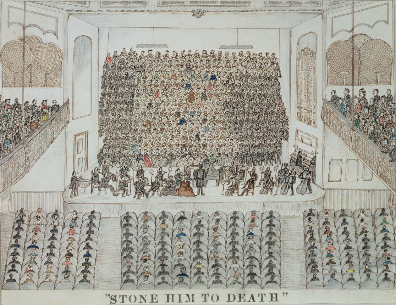 Ukamenujte ho k smrti! 1871-76 (tužka, tuš a akvarel na papíře) od George Holten Perkins