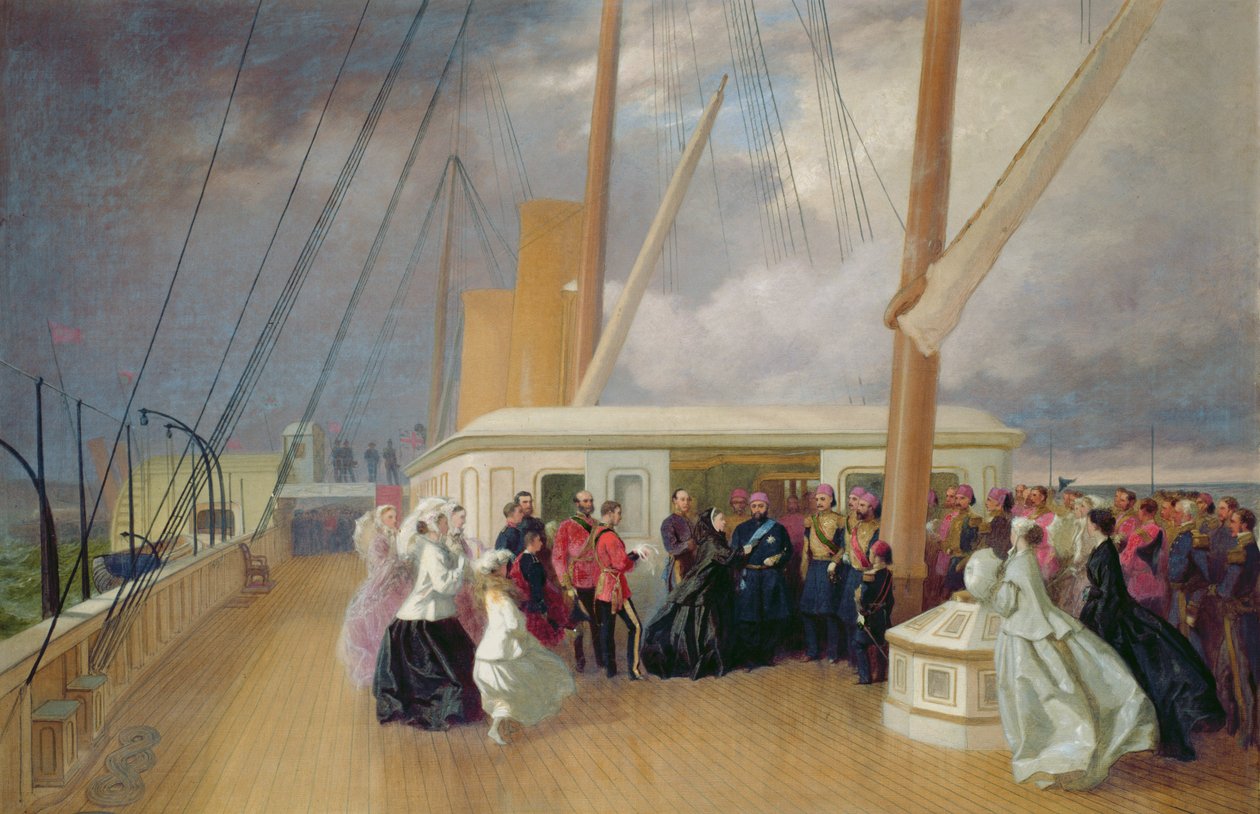 Královna Viktorie udělila sultánovi Řád podvazku na palubě královské jachty, 17. července 1867, 1867 od George Housman Thomas