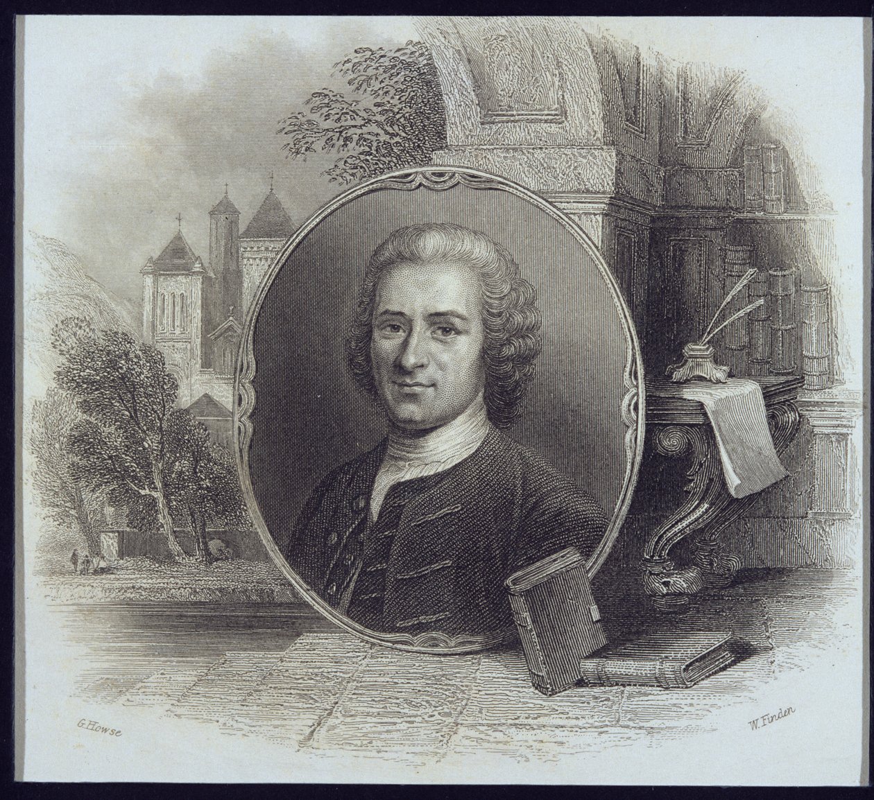 Portrét Jean Jacques Rousseau (1712-78), vyrytý Williamem Findenem (1787-1852) od George Howse