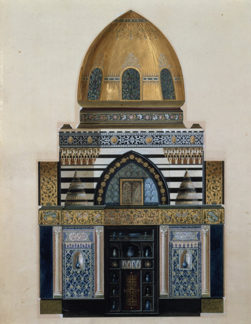 Návrh pro Arab Hall v Leighton House, Londýn, 1880 (wc, kvaš) od George II Aitchison