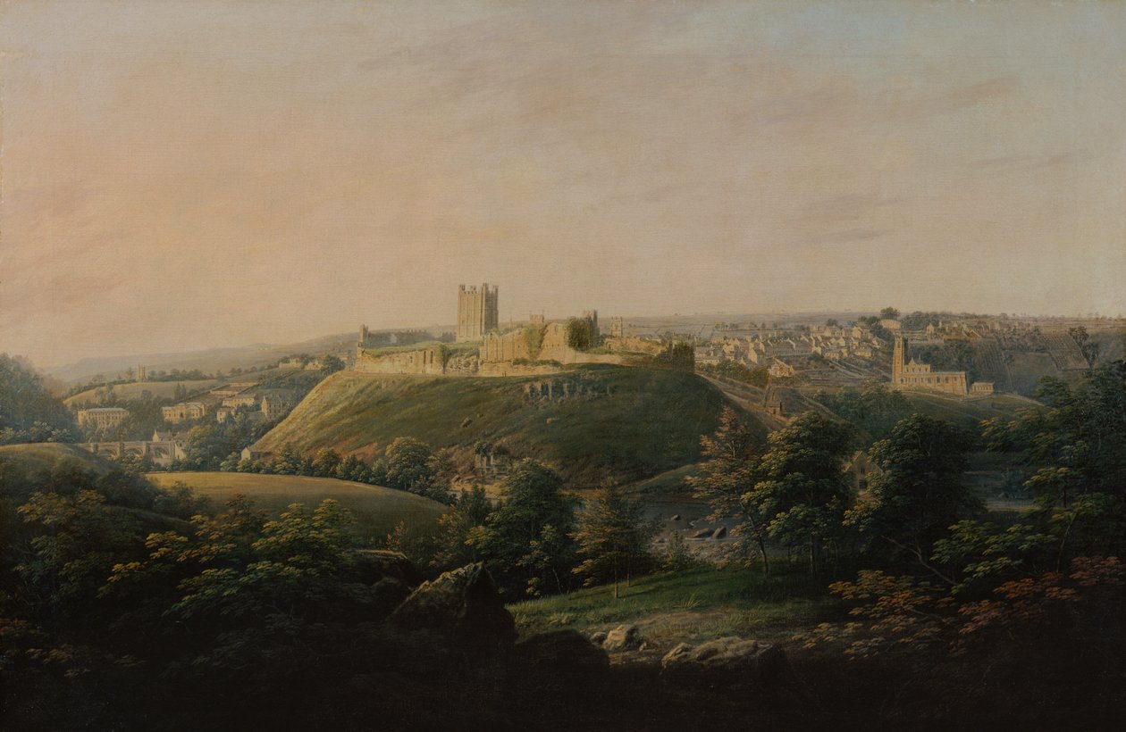Rozsáhlý pohled na Richmond, Yorkshire (olej na plátně) od George I Cuitt