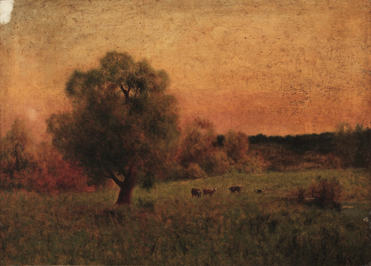 Krávy v poli, před rokem 1956. od George Inness