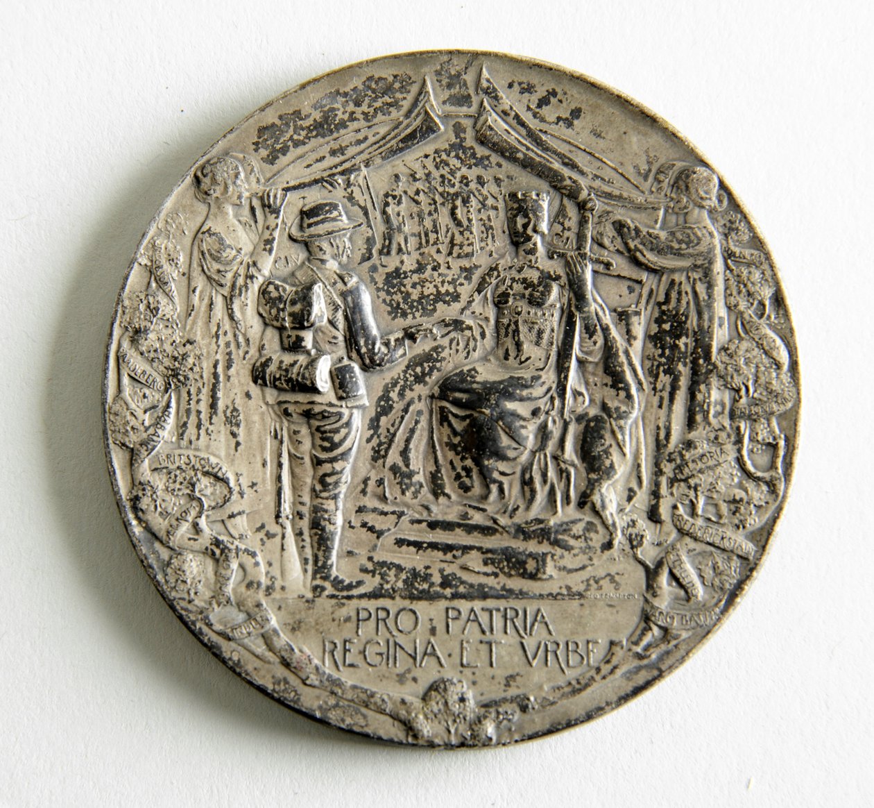Medaile na památku návratu dobrovolníků City Imperial Volunteers z kančí války od George James Frampton