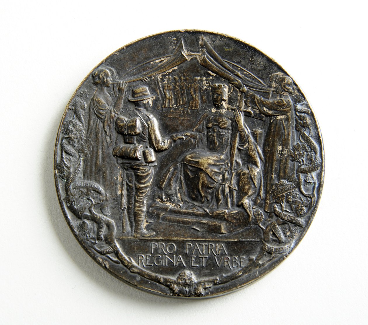 Medaile na památku návratu dobrovolníků City Imperial Volunteers z búrské války od George James Frampton