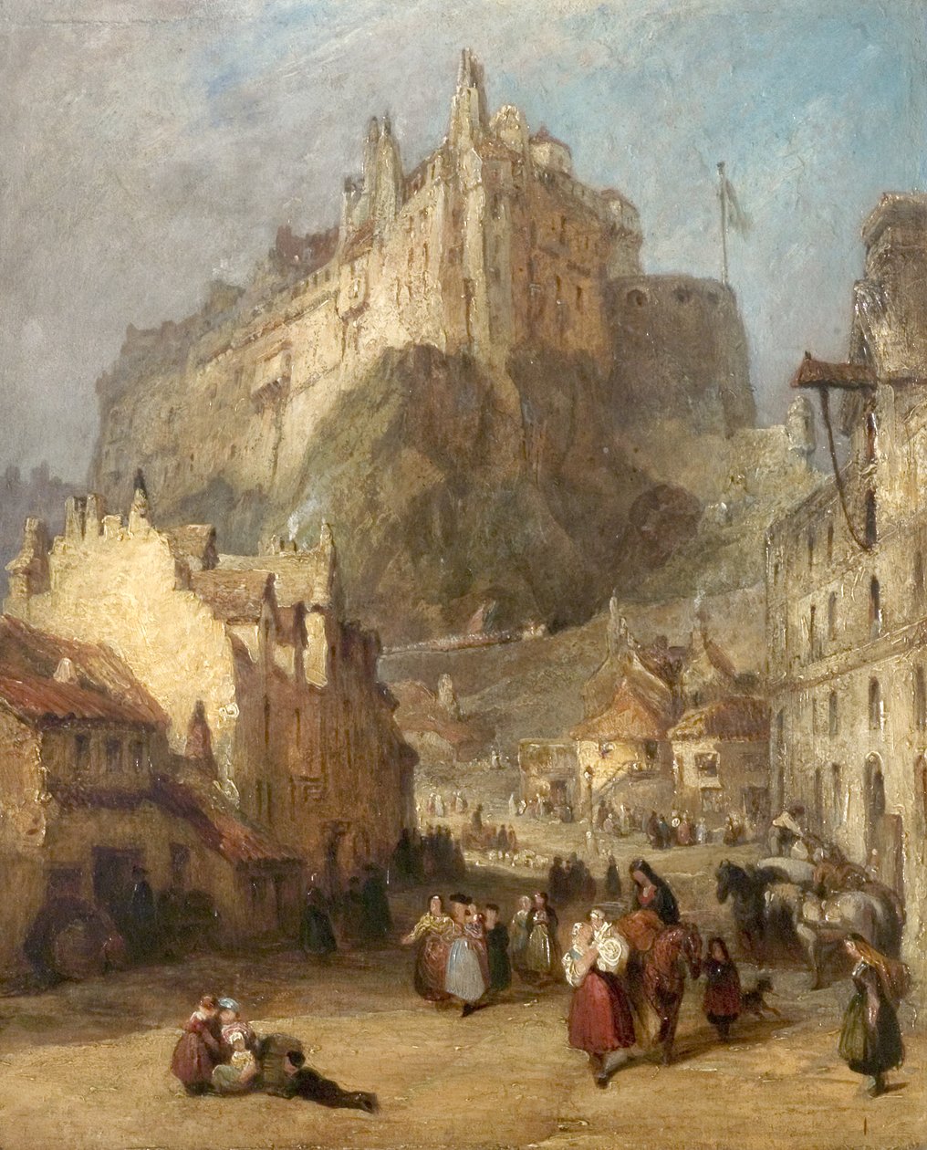 Edinburghský hrad z travního trhu, Skotsko od George Jones