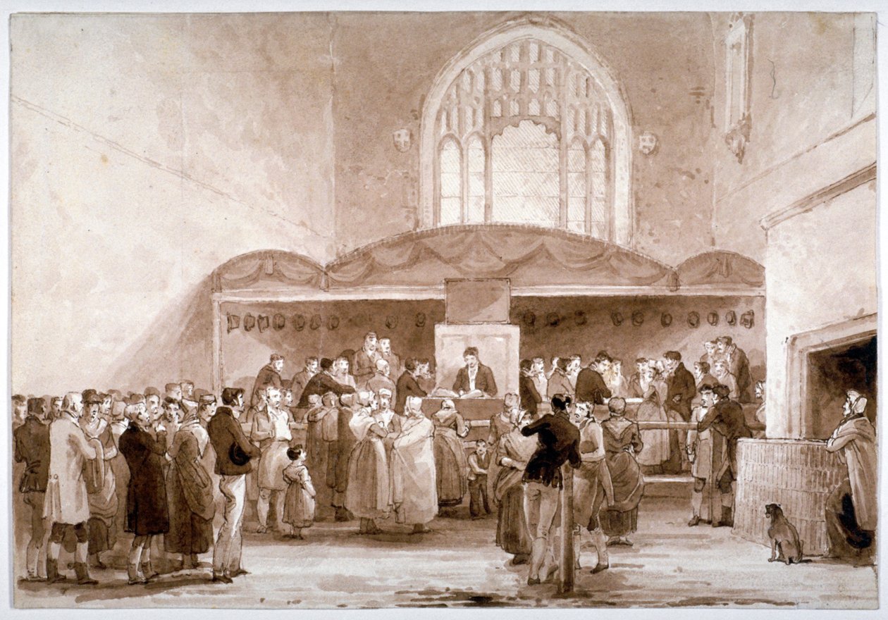 Vnitřní pohled na Guildhall Chapel, City of London, 1817 od George Jones