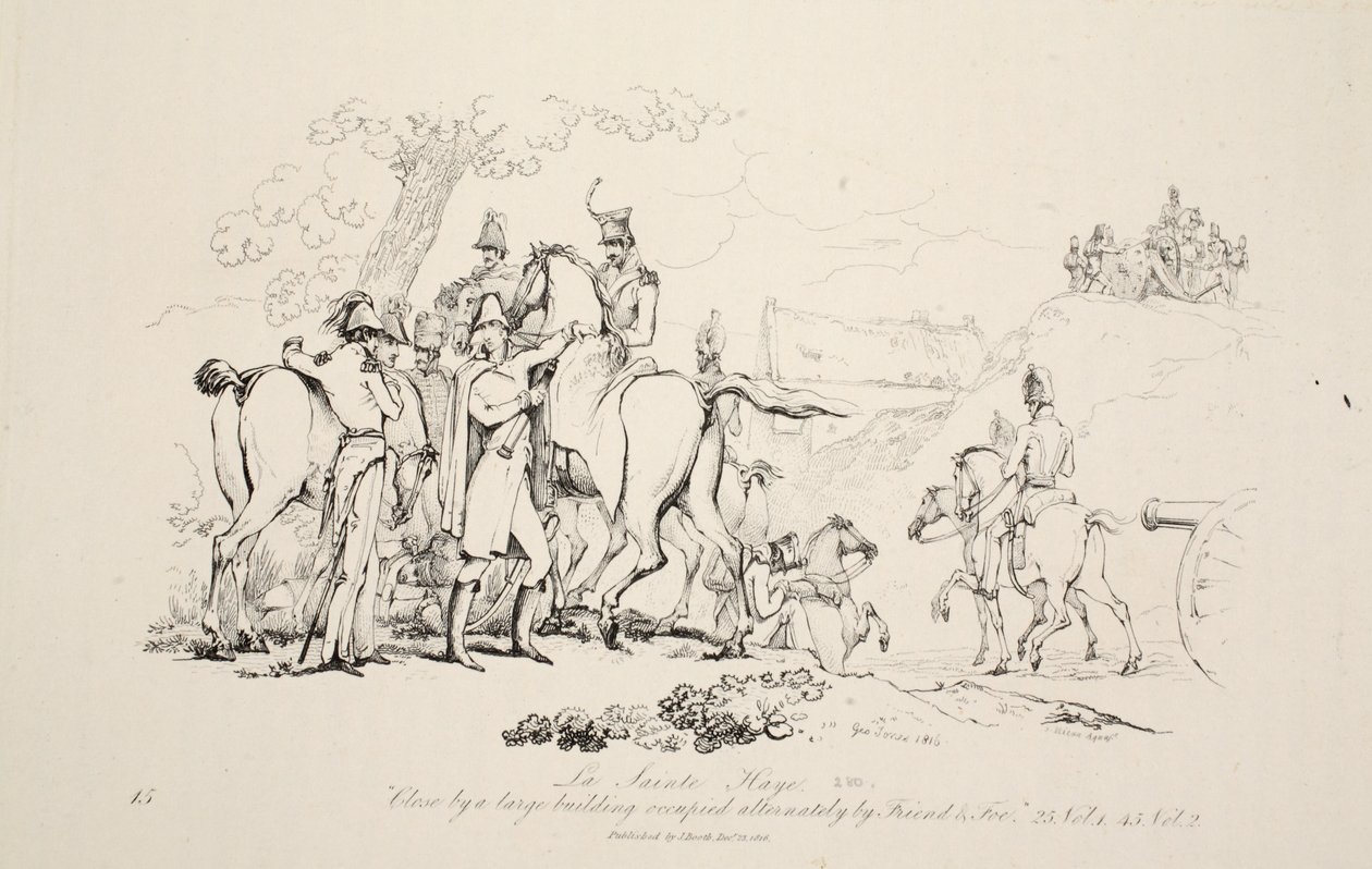 La Sainte Haye: V blízkosti velké budovy, kterou střídavě obývali Přítel a Nepřítel, hospoda. J. Booth, 1816 od George Jones