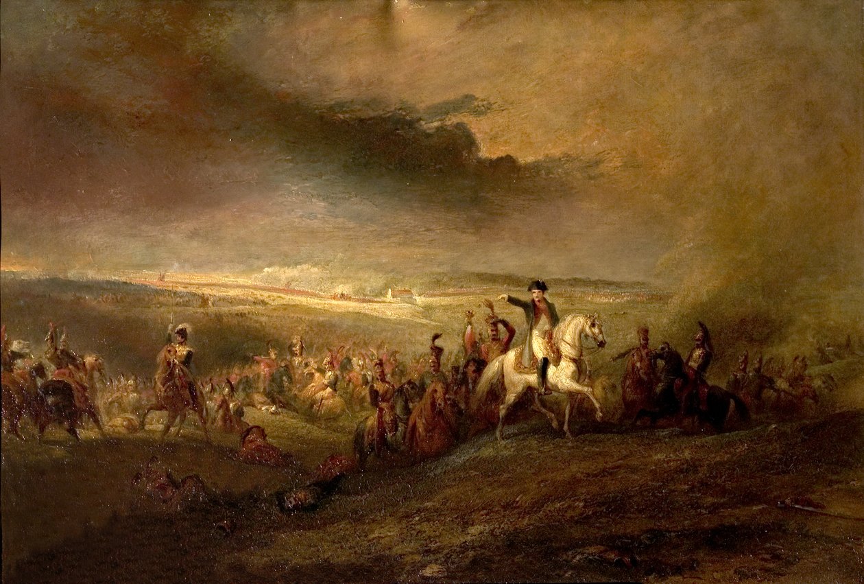 Napoleon opouští pole Waterloo 18. června 1815, kolem roku 1816 od George Jones