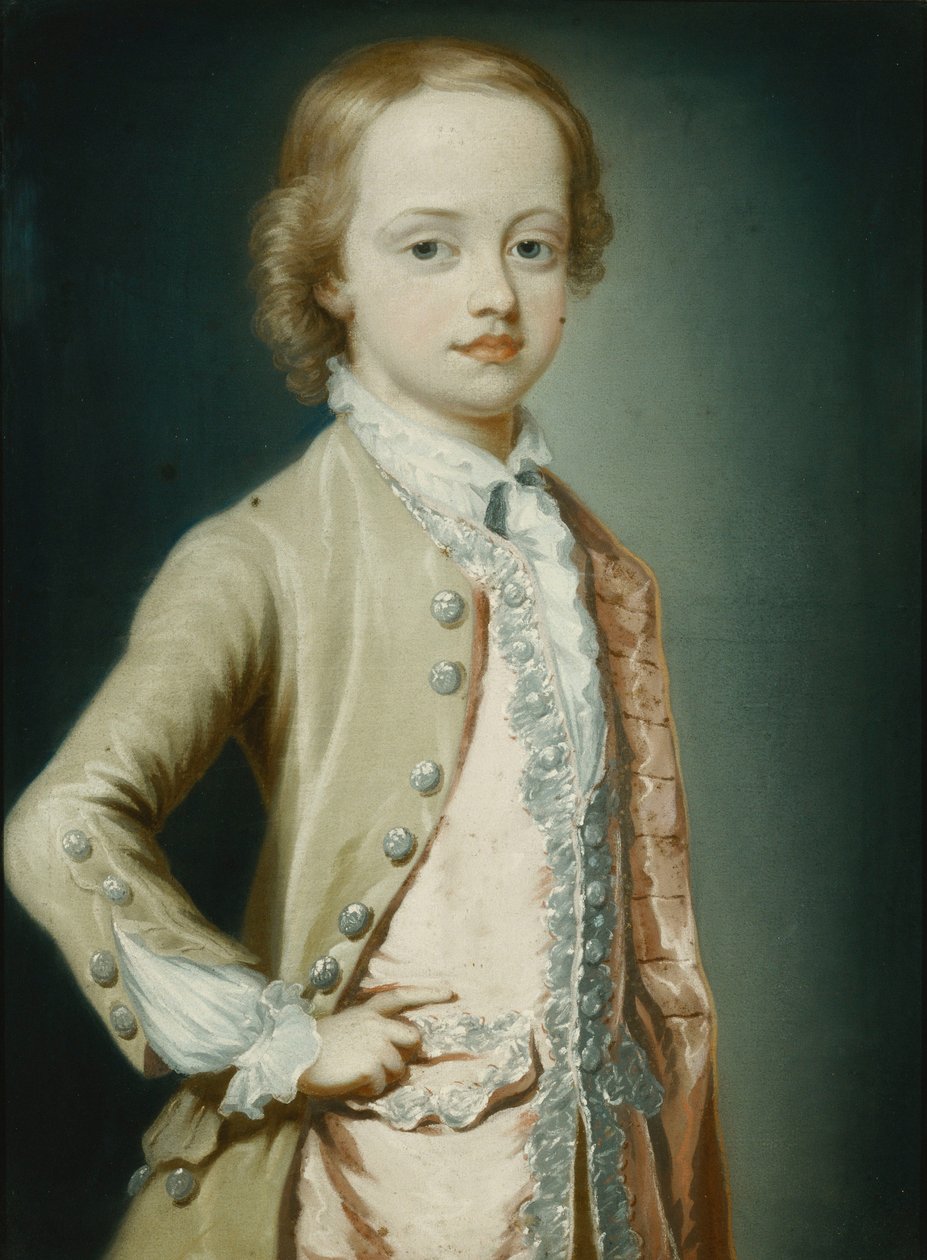 Portrét Hon. William Napier, 1735, osm let, tříčtvrteční délka, Wearing a Green Coat, 1735 od George Knapton