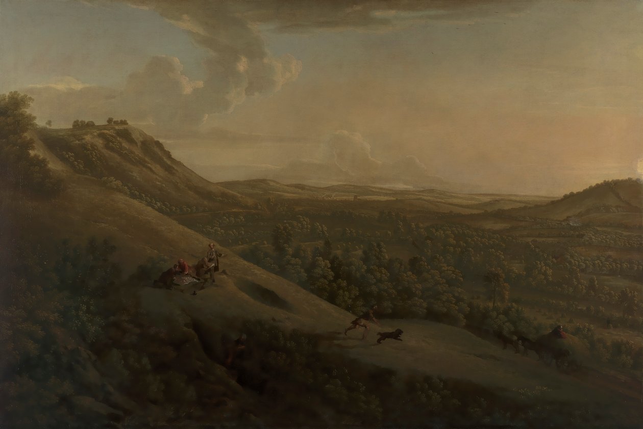 Box Hill, Surrey, s Dorkingem v dálce od George Lambert