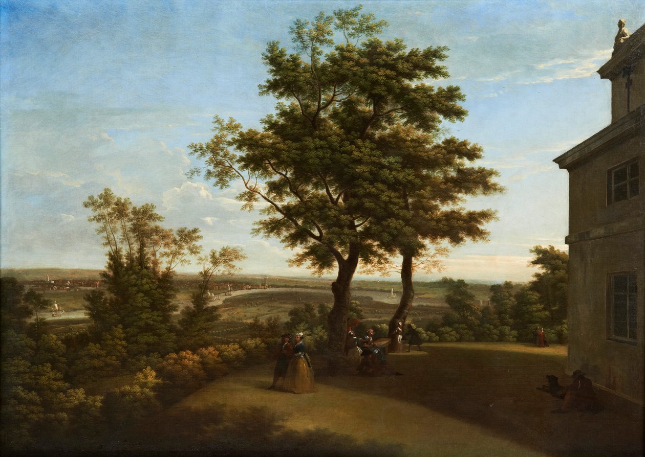 Westcombe House, pohled z terasy, Londýn v dálce od George Lambert