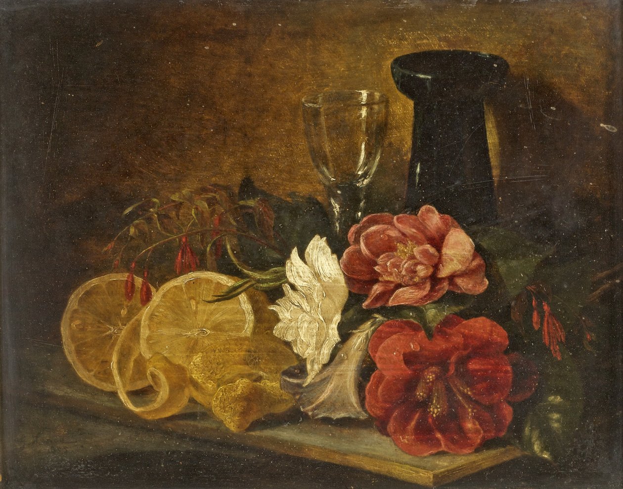 Zátiší s ovocem a květinami, 1855 od George Lance