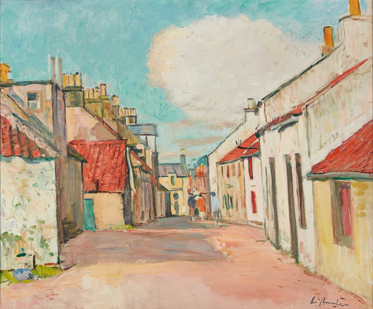 Pouliční scéna, Largo (olej na plátně) od George Leslie Hunter
