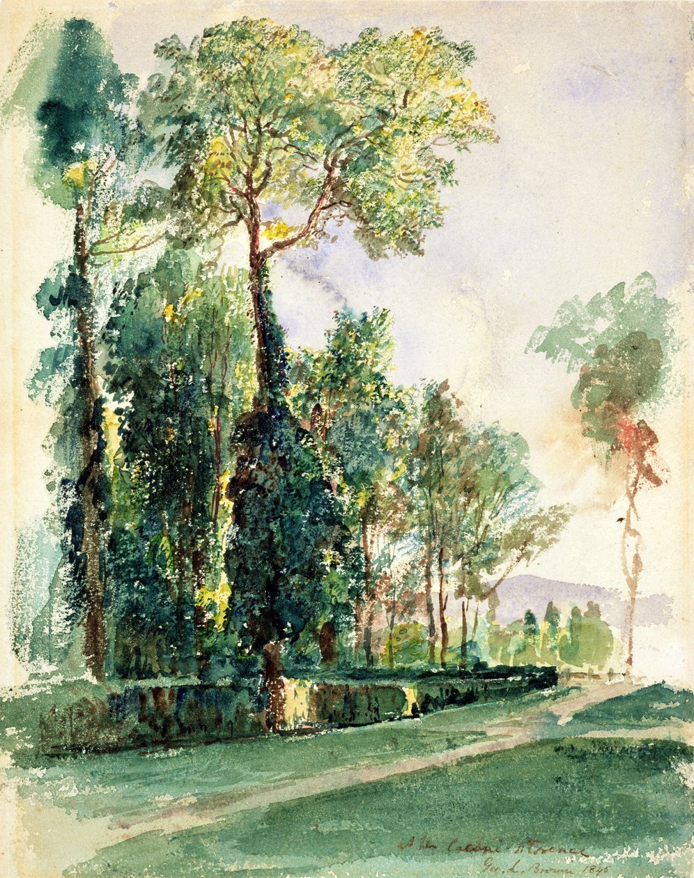 V Cascine, Florencie, 1845 (wc na papíře) od George Loring Brown