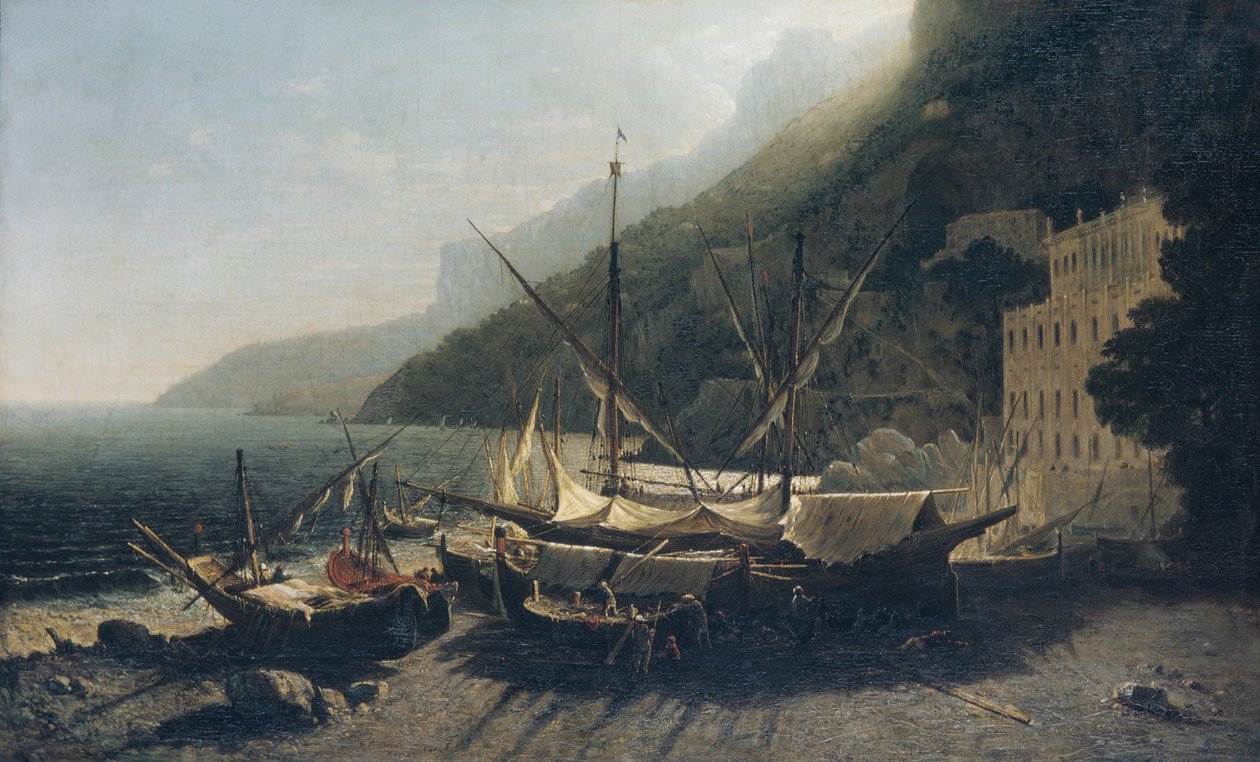 Pohled na Amalfi, záliv Salerno, 1857. od George Loring Brown
