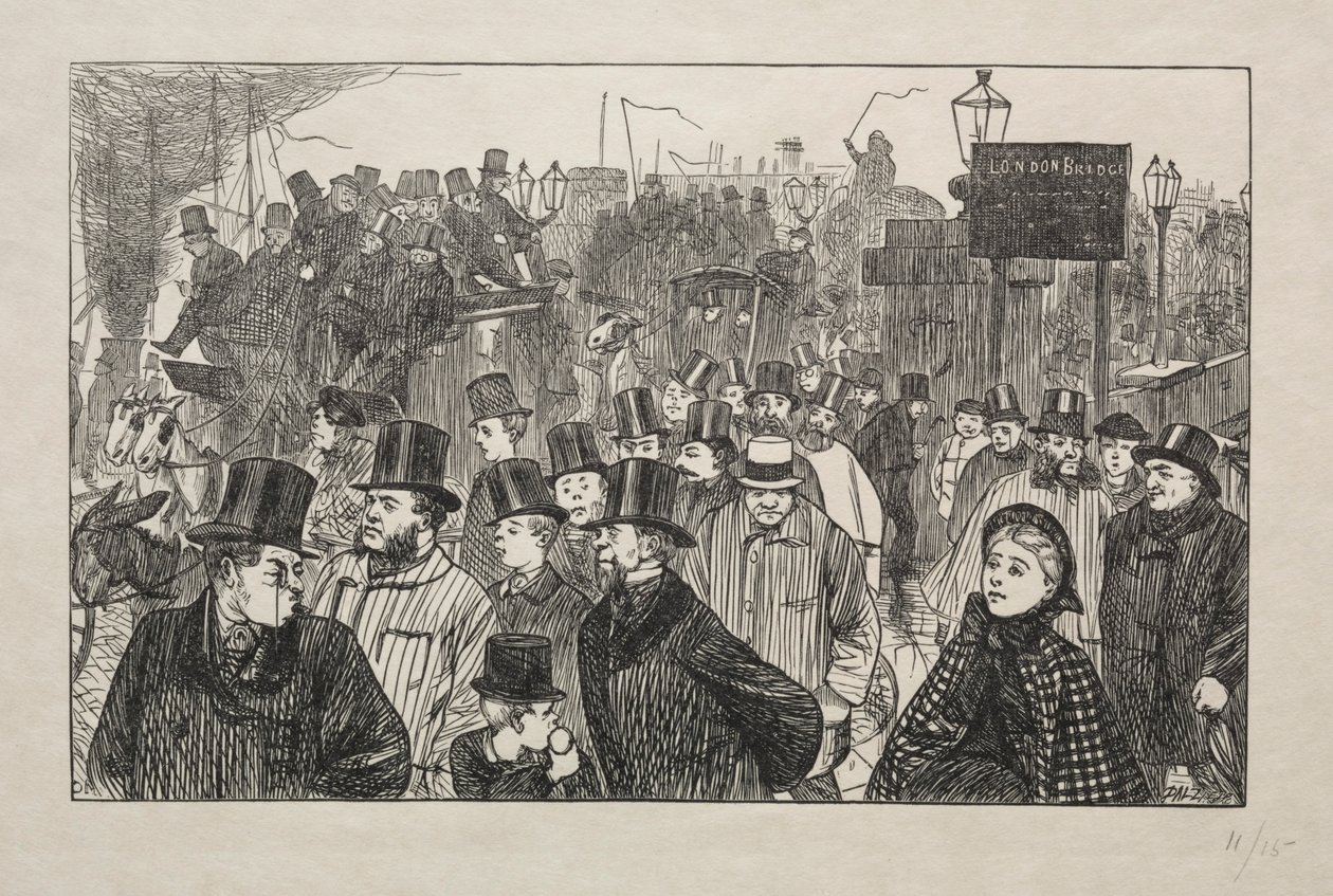Živý proud na London Bridge - Na mostě, 1863. od George Louis Palmella Busson Du Maurier