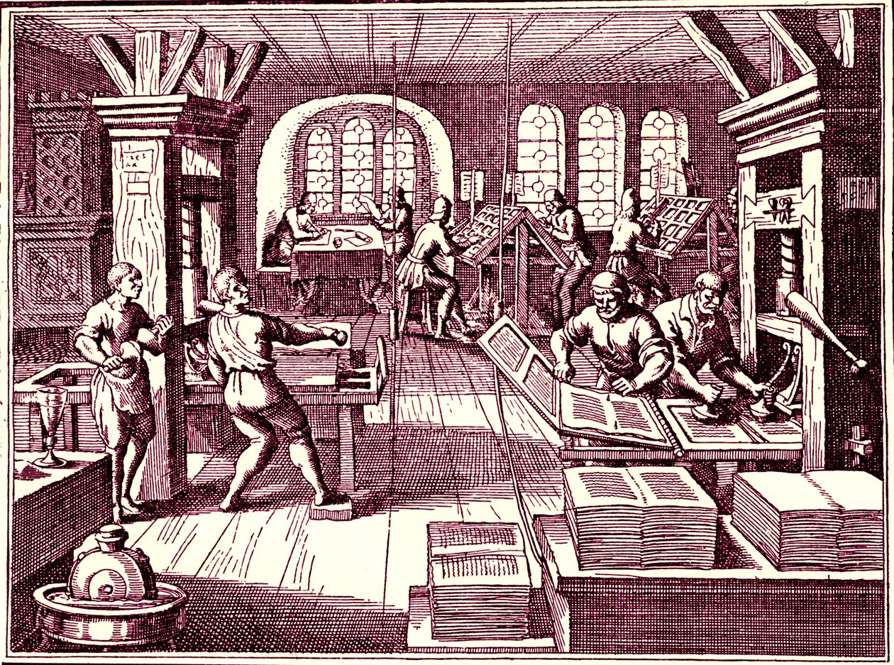 Uvnitř tiskárny, Německo 1619 (rytina) od Bartolome Esteban and studio Murillo