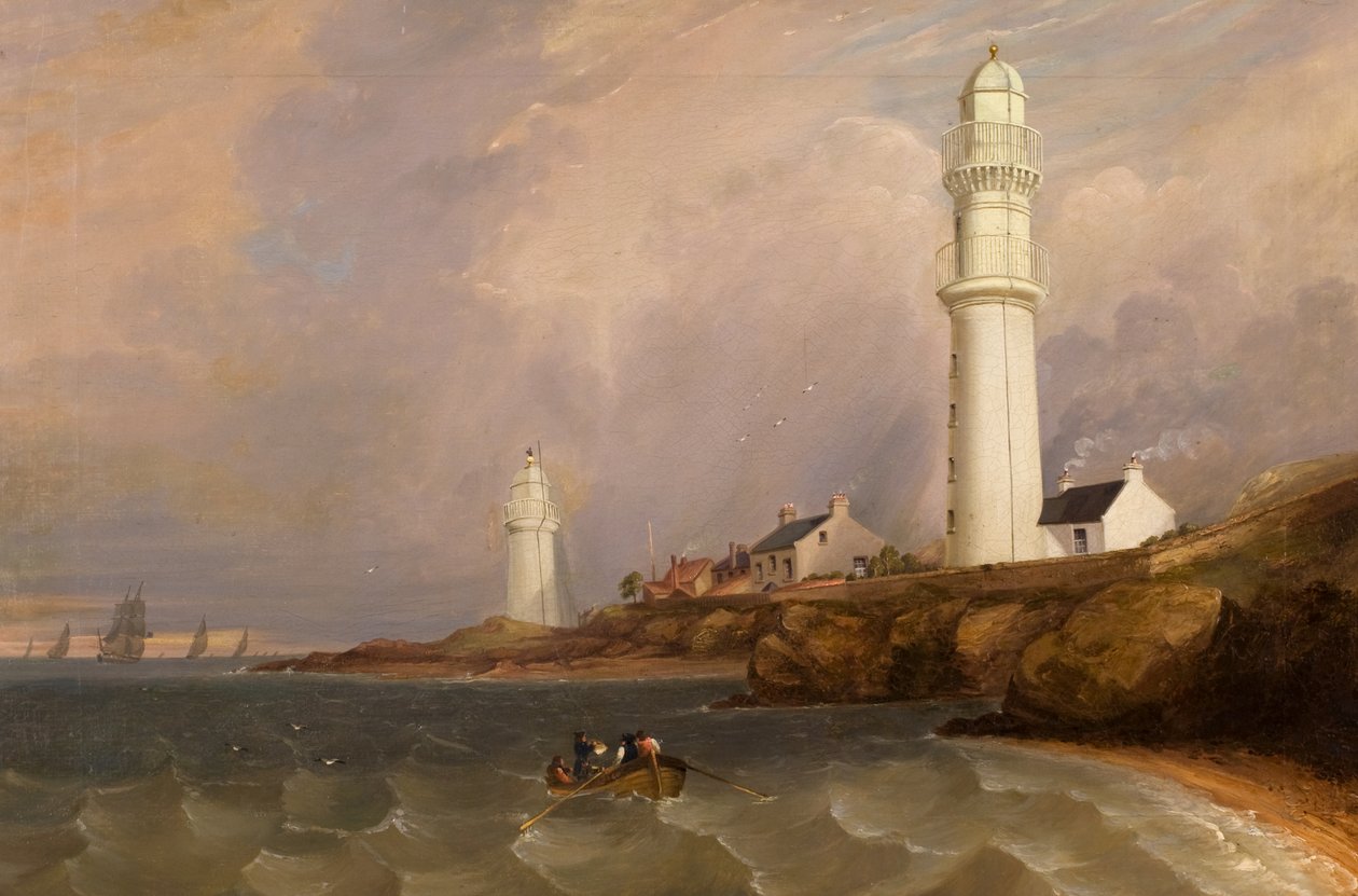 Majáky – West Lights, Tayport, cca 1840 (olej na plátně) od George McGillivray
