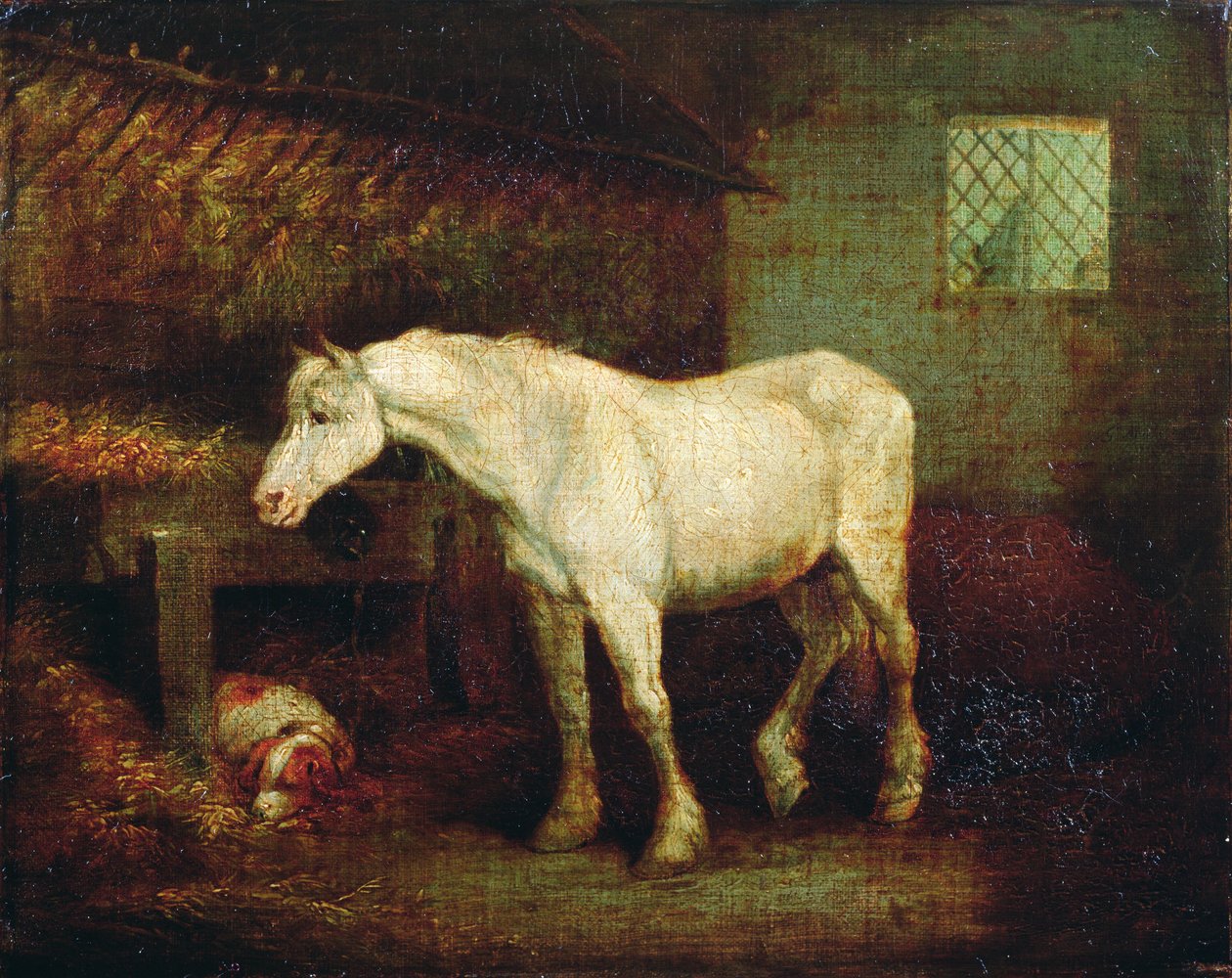 Stará šedá klisna u jesliček od George Morland