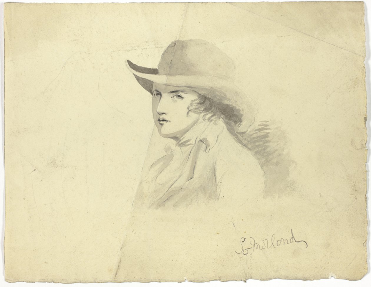 Busta mladíka s kloboukem (recto); hlava anděla (verso) od George Morland
