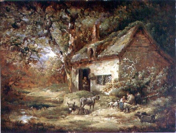 Dveře chaty s oslem (olej na plátně) od George Morland