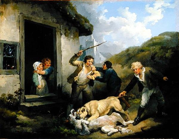 Bojující psi (olej na plátně) od George Morland